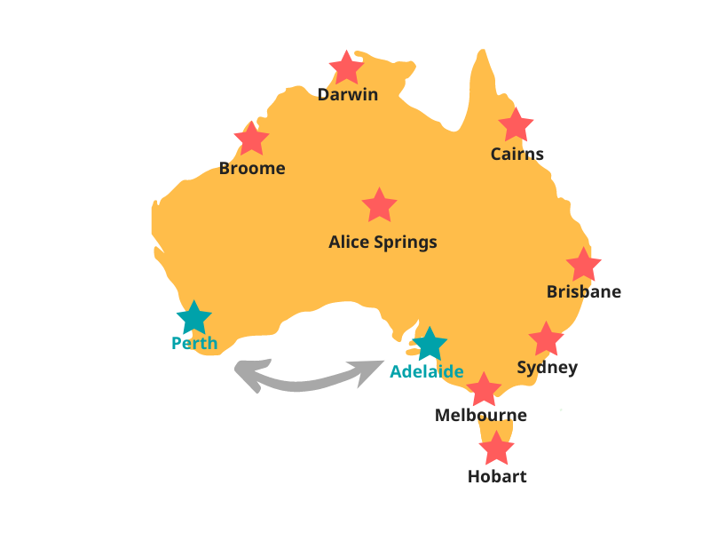 Perth nach Adelaide - Highlights